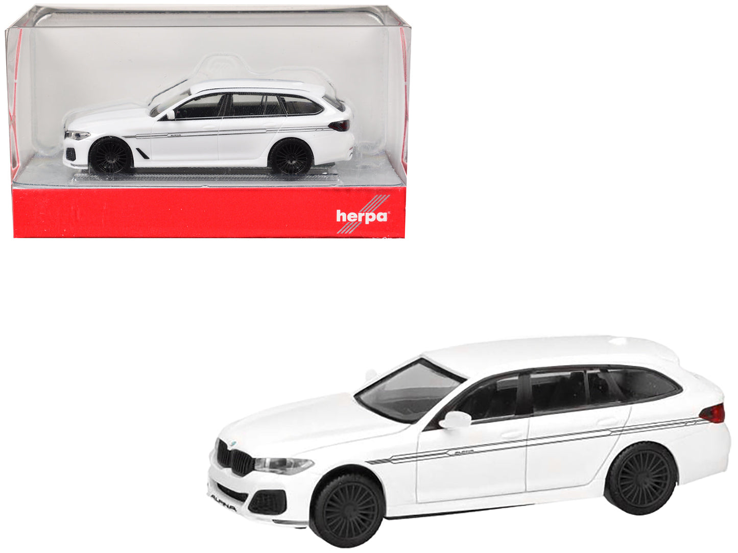 BMW Alpina B5 Touring White 1/87 (HO) Plastic Model Car by Herpa free shipping USA
