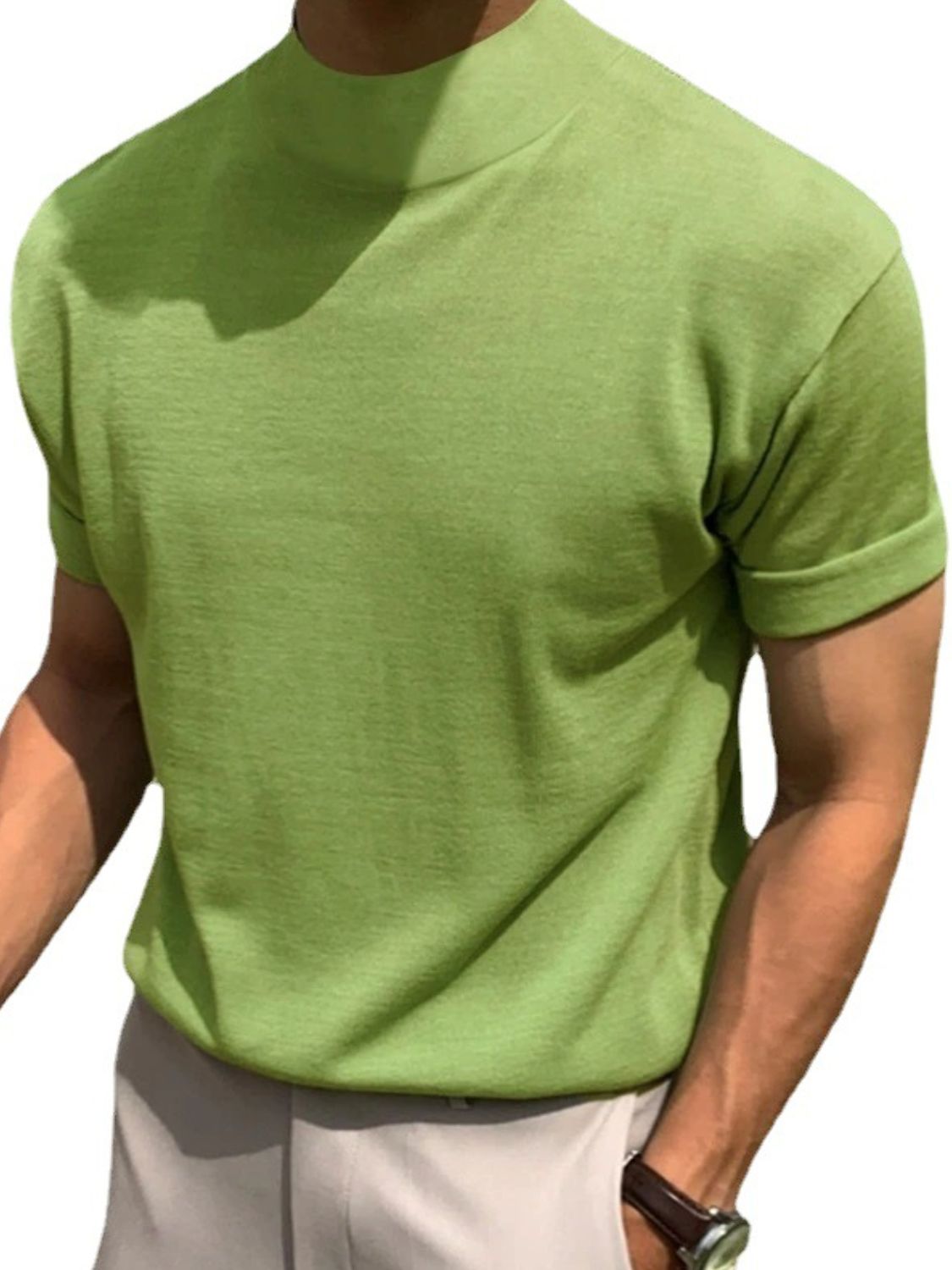Men's Full Size Mock Neck Short Sleeve T-Shirt Plus Size