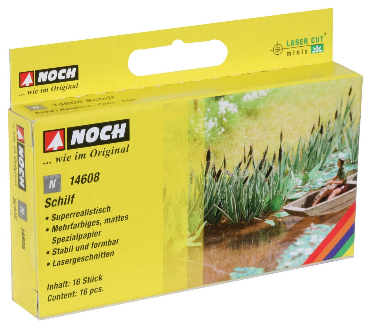 Noch 14608 N Scale Reed Laser-Cut Plants, Pack of 16