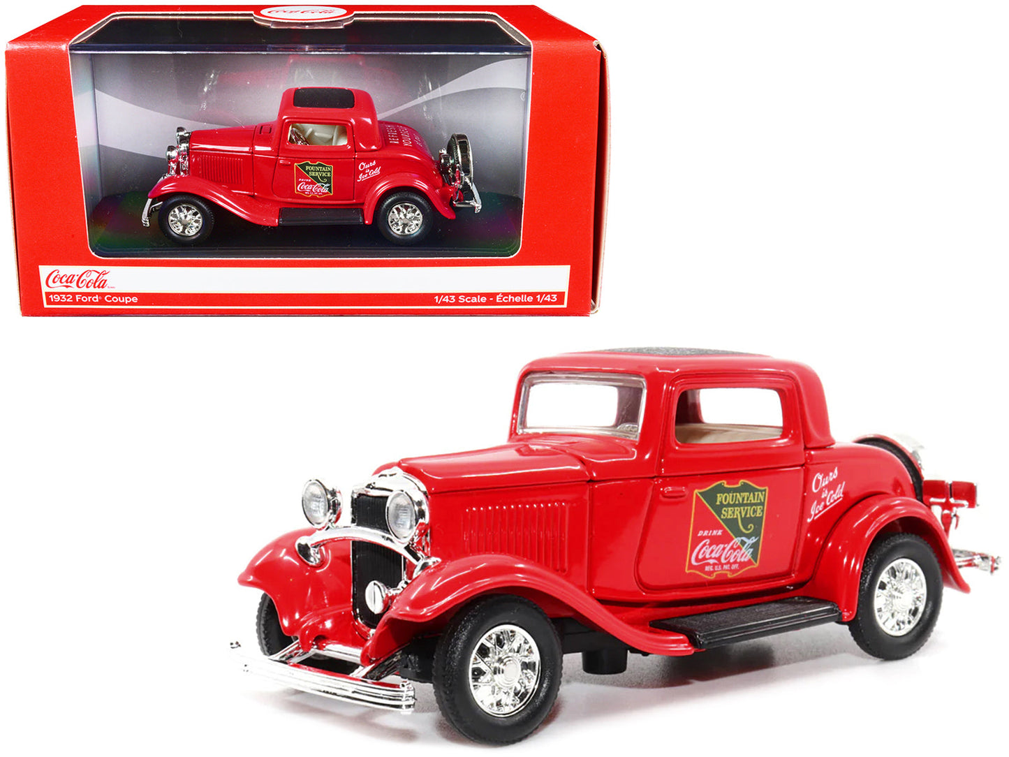 1932 Ford Coupe "Coca-Cola" Red with Black Top 1/43 Diecast Model Car by Motor City Classics free shipping USA