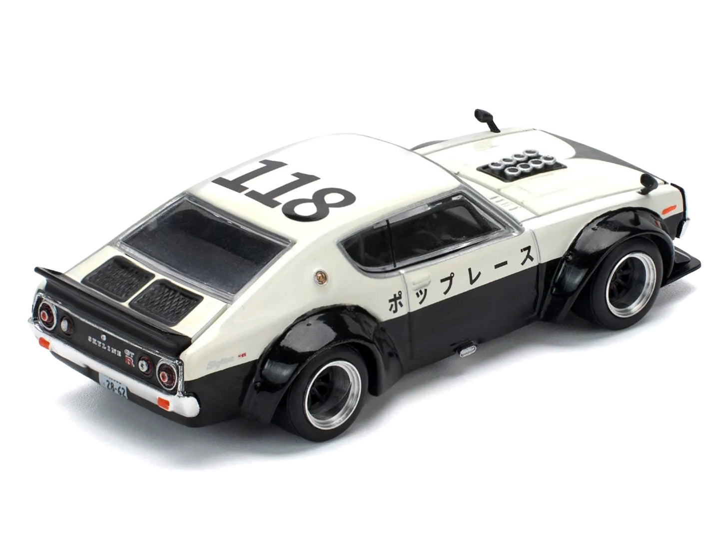 Skyline KPGC110 "Kenmeri" RHD (Right Hand Drive) "Japan National Police Agency Livery" Black and White 1/64 Diecast Model Car by Pop Race