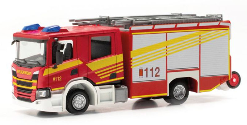 Herpa 097505 1/87 Scale Fire Service - Scania Cp Crewcab Fire Truck