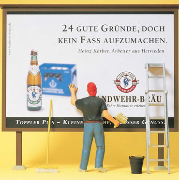 Preiser 45126 G Scale Working People Worker On Ladder, Putting