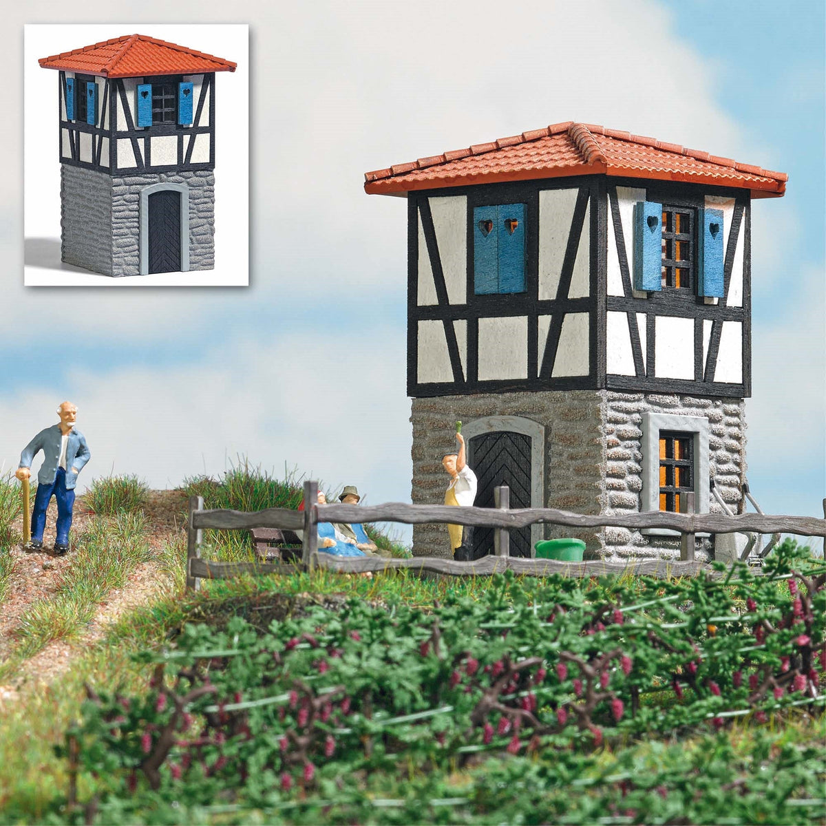 Busch 1387 HO Scale Vineyard Hut Laser-Cut Kit