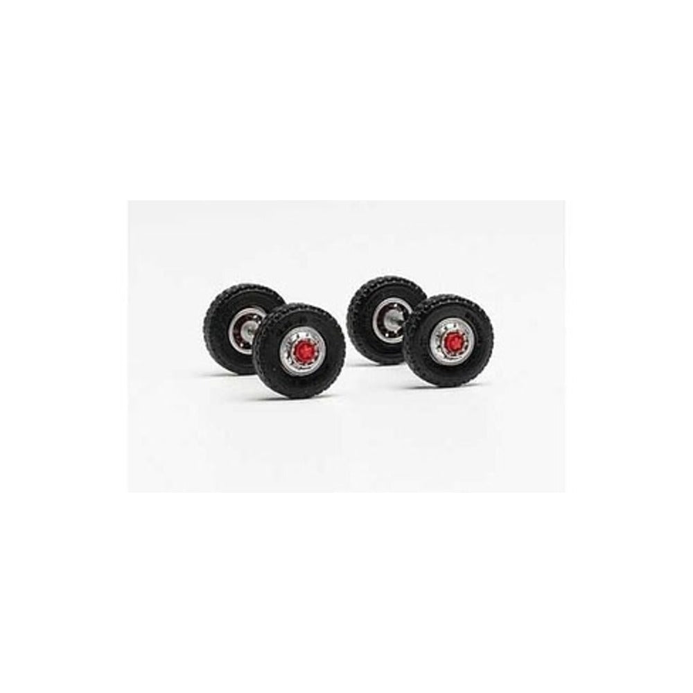 Herpa 876093 HO Scale Steel-Rim Wheelsets with Tires and Axles -- 12mm Front Tractor Tires - 2 Axles
