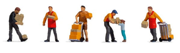 Noch 15069 HO Parcel Carriers (5) & Child