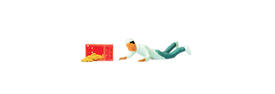 Preiser 28135 HO Scale Caution! Wet Floor Figure