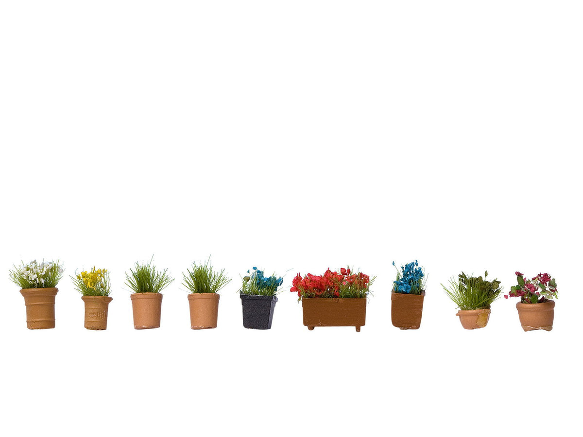Noch 14084 N Scale Flowers in Flower Pots Set #3, 9-Pack