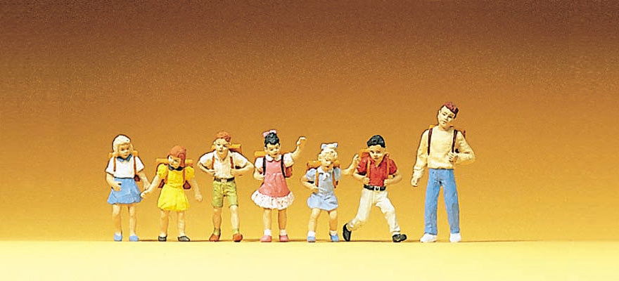Preiser 10181 HO Scale School Children Figure Set pkg(7)