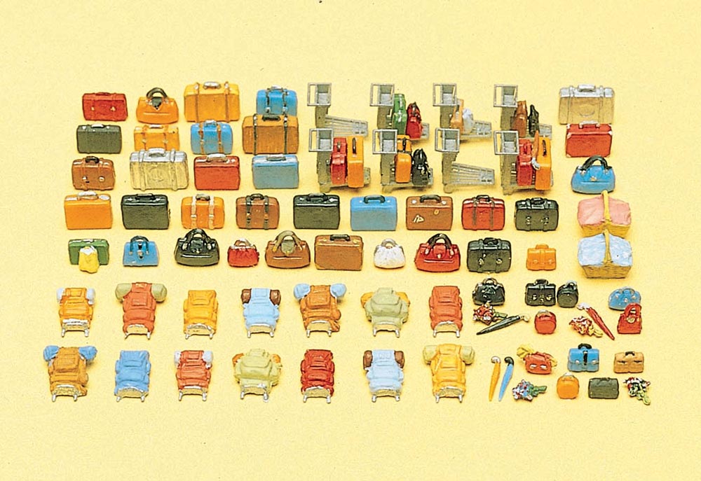 Preiser 17005 HO Scale Luggage Assortment 90-Piece Detail Set