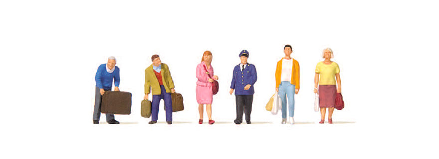 Preiser 10710 HO Scale Travelers at the Platform Figure Set pkg(6)