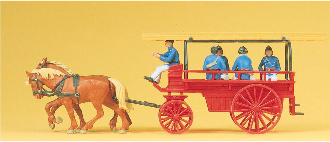 Preiser 30427 HO Horse-Drawn Fire Crew Wagon