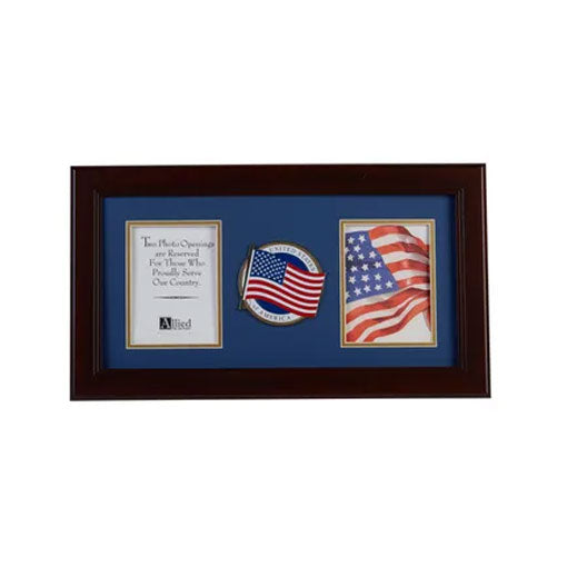 American Flag Medallion 4-Inch by 6-Inch Double Picture Frame