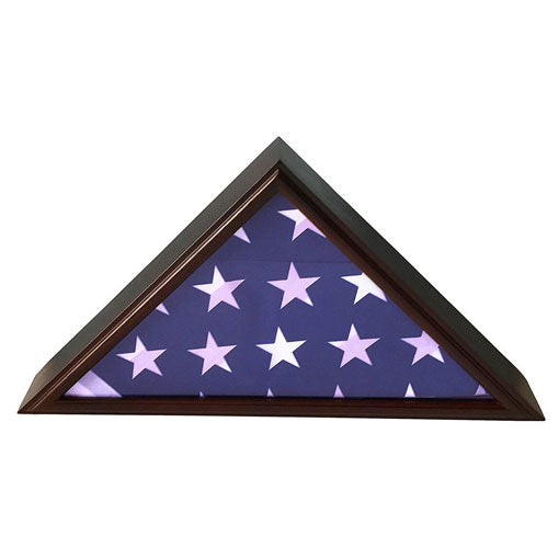 Flags Connections - 5x9 Burial/Funeral/Veteran Flag Elegant Display Case, Solid Wood, Cherry Finish, Flat Base.