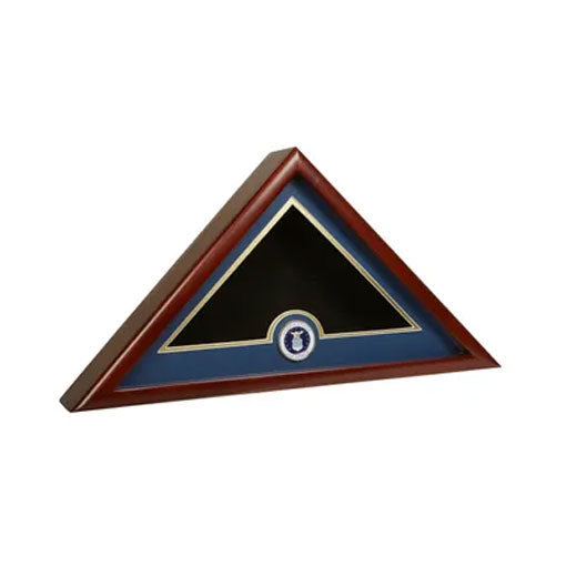 US Flag Display Case with Air Force Medallion - Mahogany Wood Case