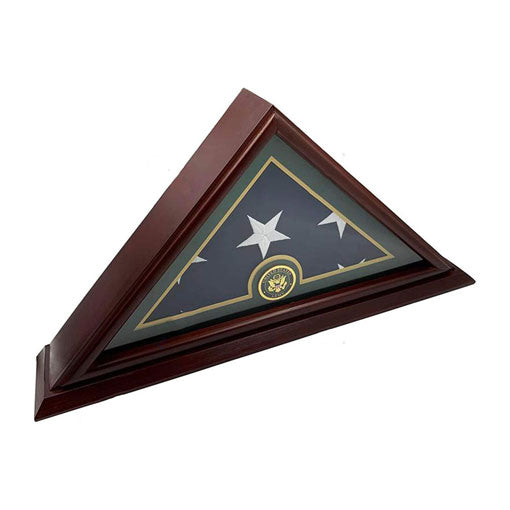 Flags Connections - 5'x9' Flag Display Case for American Veteran Burial Flag - Solid Wood, Cherry Finish - Army.