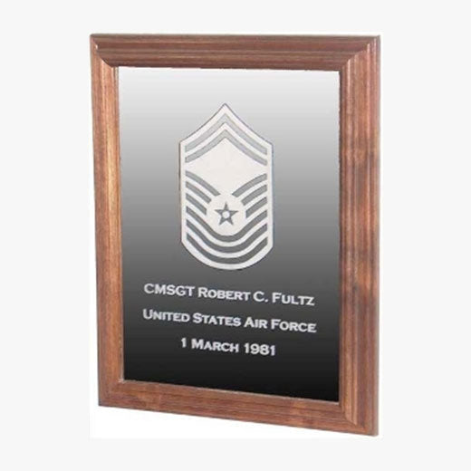 Military Laser Engraved Rank Insignia Mirror Frame - Laser Engraved Mirror