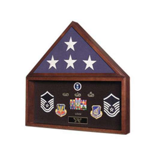 Burial Flag Medal Display case, Ceremonial Flag display - Fit 3' x 5' Flag.