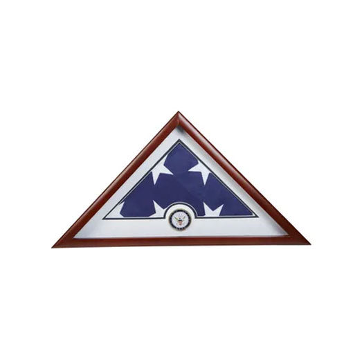 Medallion Flag Display Case, Memorial Flag Display case with Navy Blue.