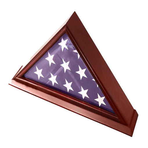 Flags Connections - 5x9 Small Base Burial/Funeral/Veteran Flag Elegant Display Case, Solid Wood, Cherry Finish.
