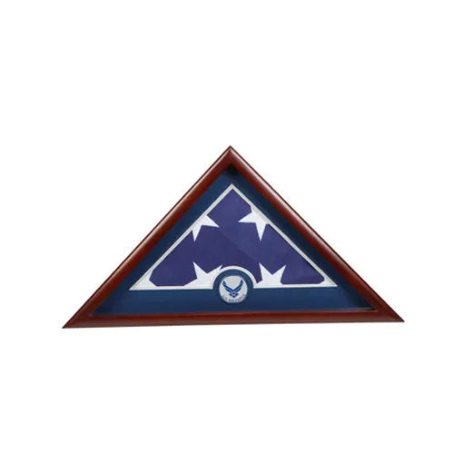 Medallion Flag Display Case, Memorial Flag Display case with Air Force Wings - Medallion.