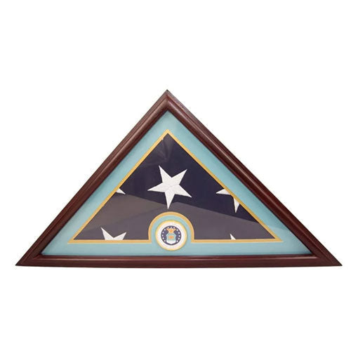 Flags Connections - AIR Force Flag Display Case Box, 5x9 Burial - Funeral - Veteran Flag Elegant Display Case with Flat Base, Solid Wood, Cherry Finish.