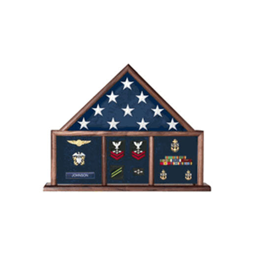 Flags Connections - USAF Shadow Box, Flag Medal Case - Oak or Oak/Cherry Finish Material.