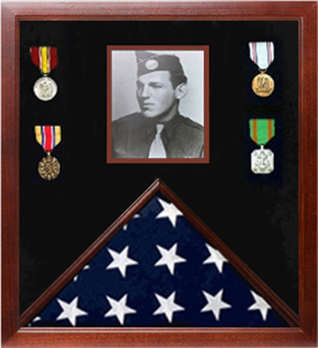 Photo Flag and Medal Display Case, Flag and Photo Frame 5" x 9.5".