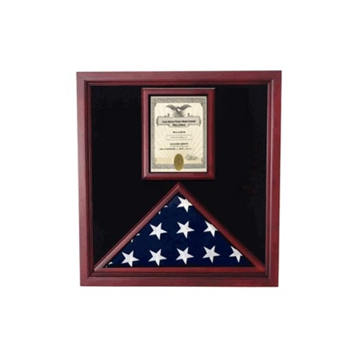 Flag and Document Case - Vertical 8 1/2 x 11 Document - Cherry Material.