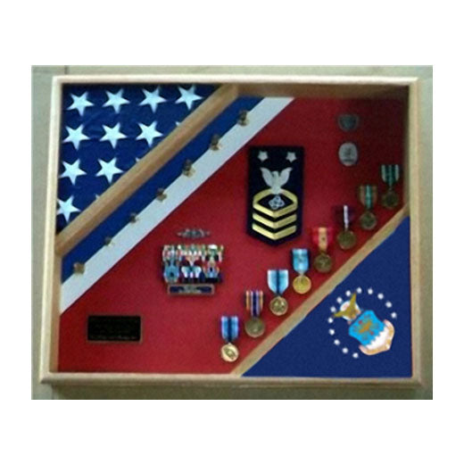 Air Force Retirement Gift, USAF Flag Shadow Box-Cherry.