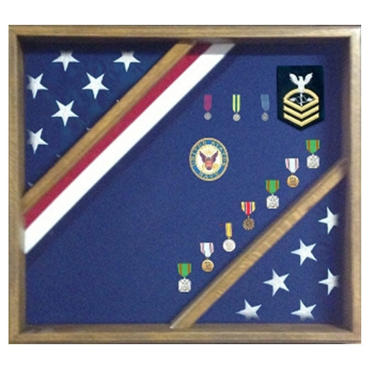 Flag Display Box, Wood Flag Red White and Blue Box - Fit 5' x 9.5' Casket Flag.