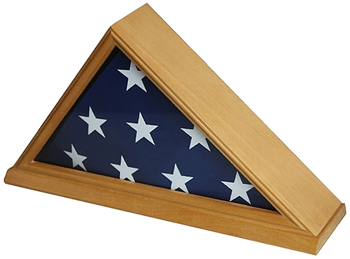 Flag Connections Solid Wood Memorial 5' x 9.5' Flag Display Case, Oak Frame