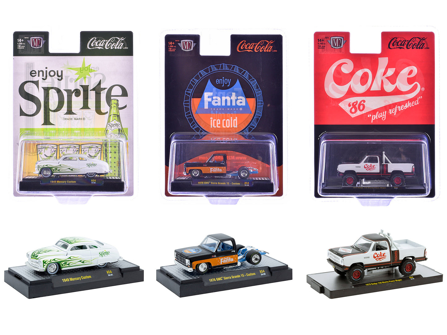 "Sodas" Set of 3 pieces Release 54 Limited Edition to 10000 pieces Worldwide 1/64 Diecast Model Cars by M2 Machines free shipping USA
