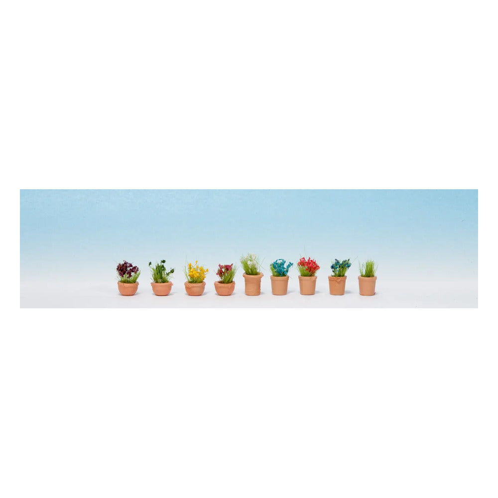Noch 14084 N Scale Ornamental Plants in Flower Pots #3 -- pkg(9)