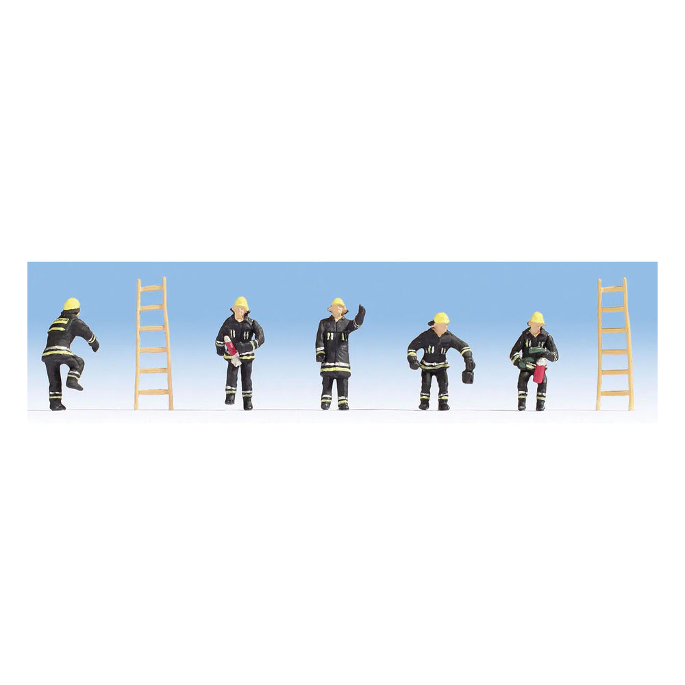 Noch 15021 HO Scale Firefighters w/Ladders -- 5 Figures & 2 Ladders