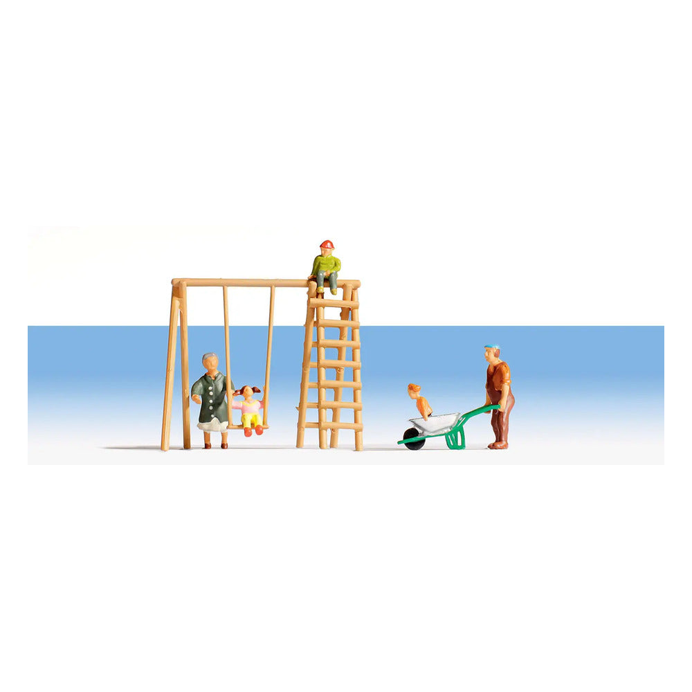 Noch 15589 HO Scale Grandparents and Grandchildren 5 Figures; Swing Set