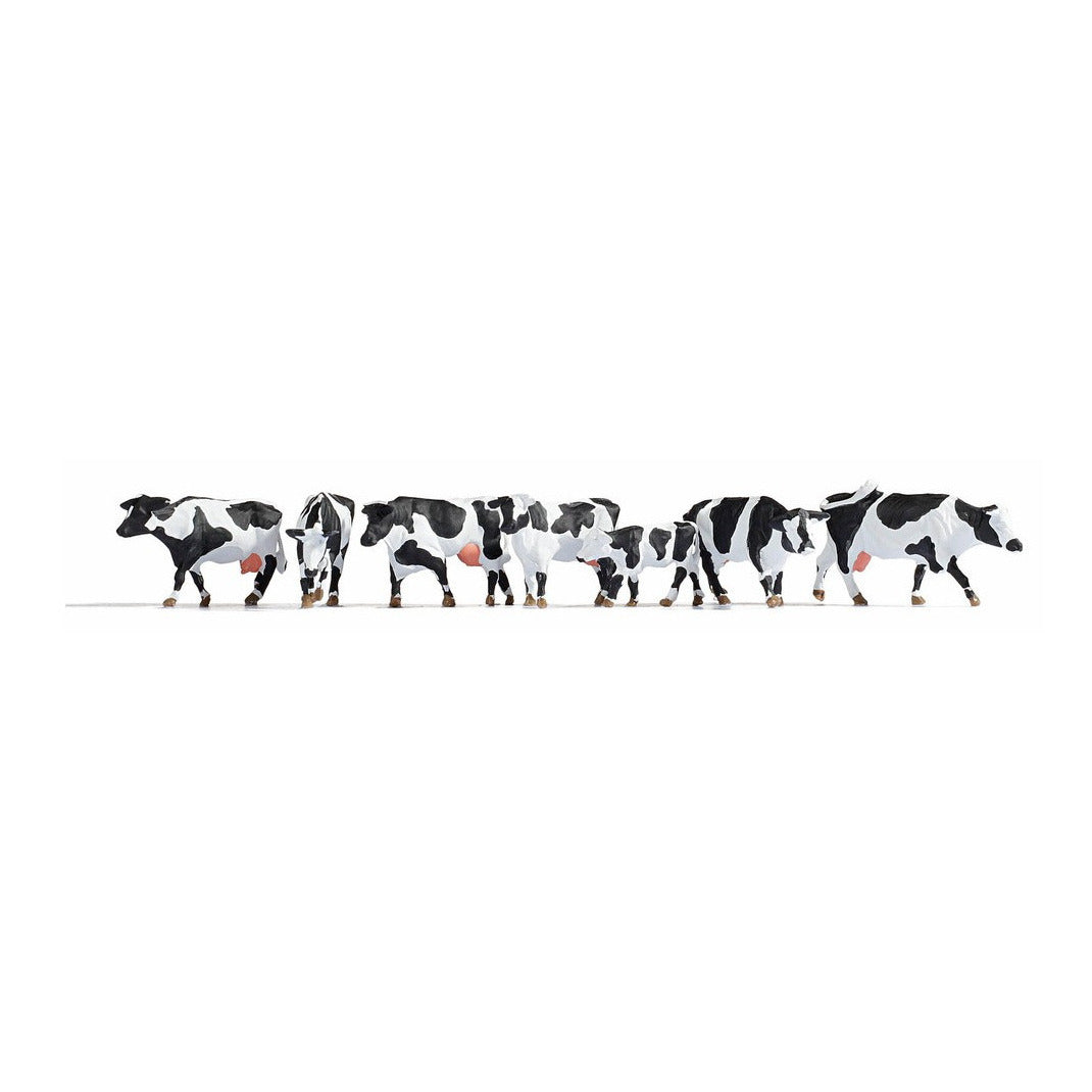 Noch 15725 HO Scale Cows pkg(7) -- Black & White