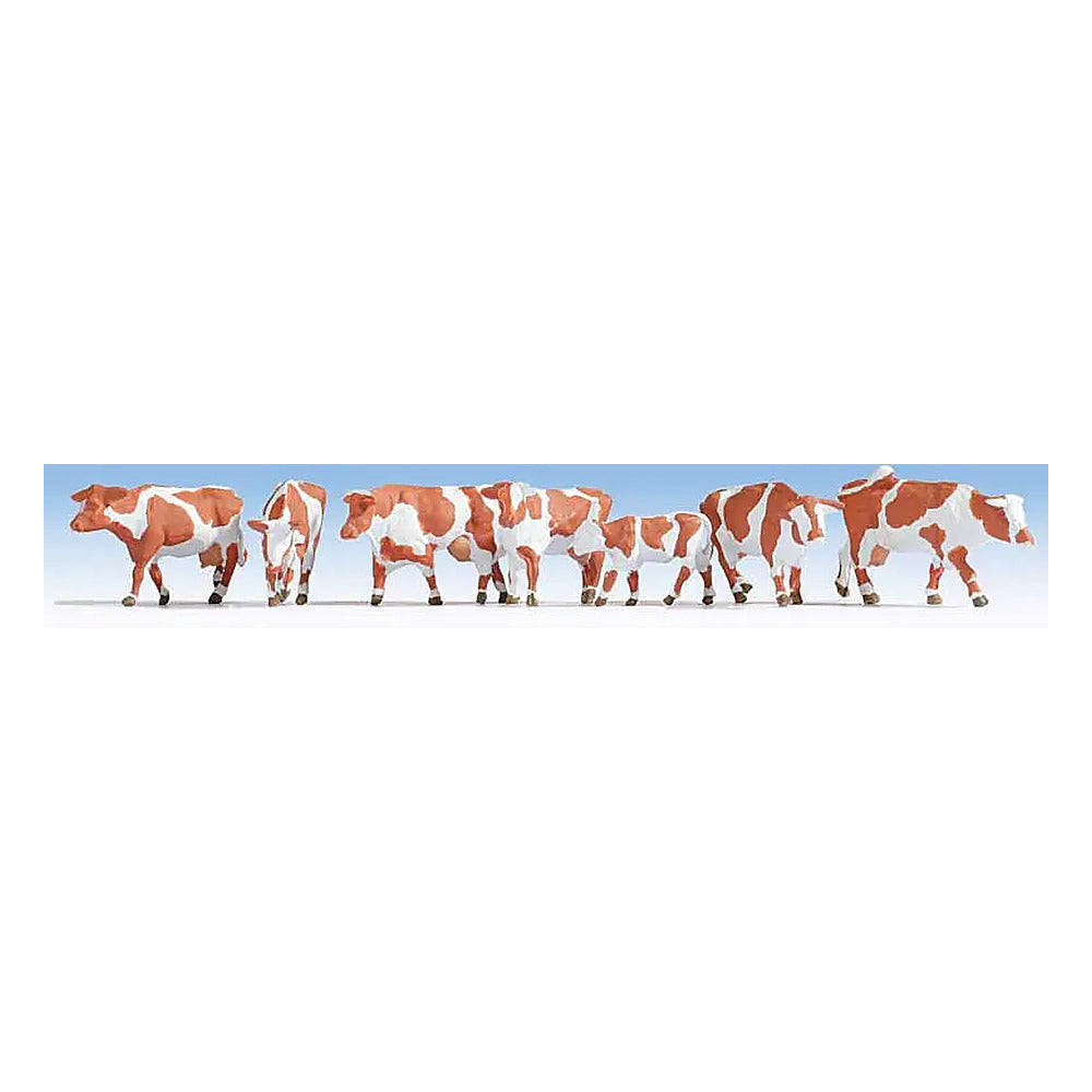 Noch 15726 HO Scale Cows -- Brown, White pkg(7)