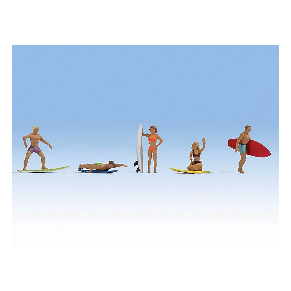 Noch 15853 HO Scale Surfers with Surfboards -- pkg(5)