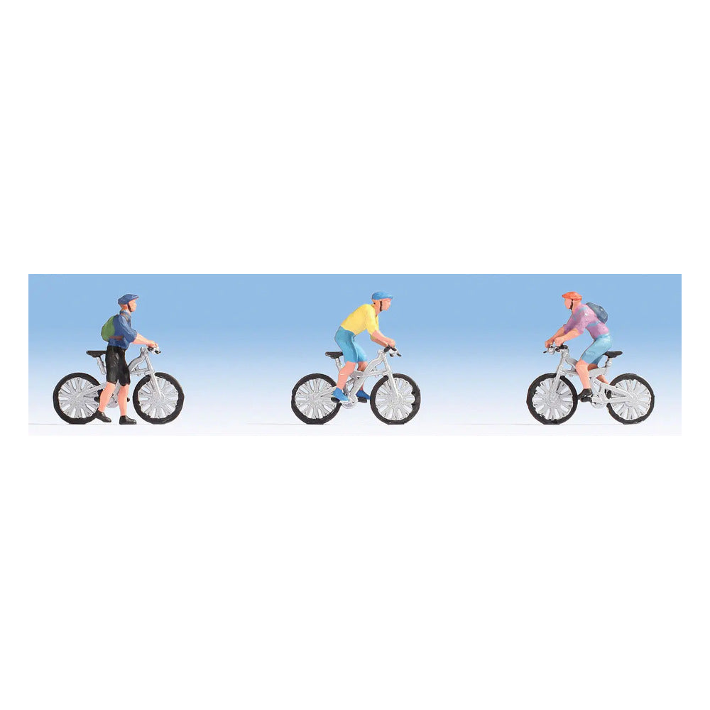 Noch 15899 HO Scale Recreation & Sports -- Mountain Bikers w/Bikes pkg(3)