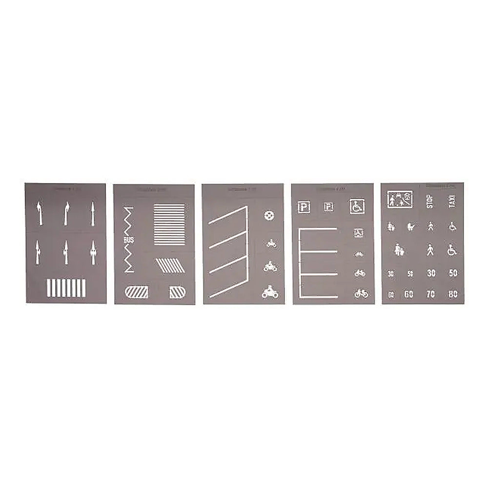 Noch 34240 N Scale Street Marking Stencils -- 5 Stencils w/43 Symbols