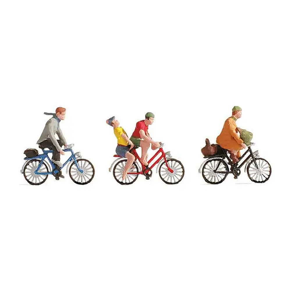 Noch 36898 N Scale Cyclists -- 3 People & 2 Bikes Set