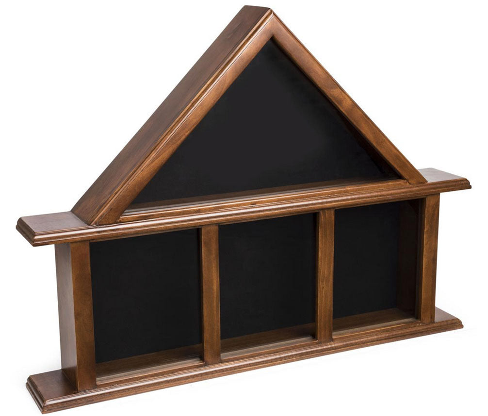 Flag Display Case with Glass Front and 3 Medal Boxes, Felt Backing - Cherry