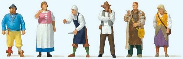 Preiser 24761 HO Scale Medieval Festival #2 Women & Men pkg(6)