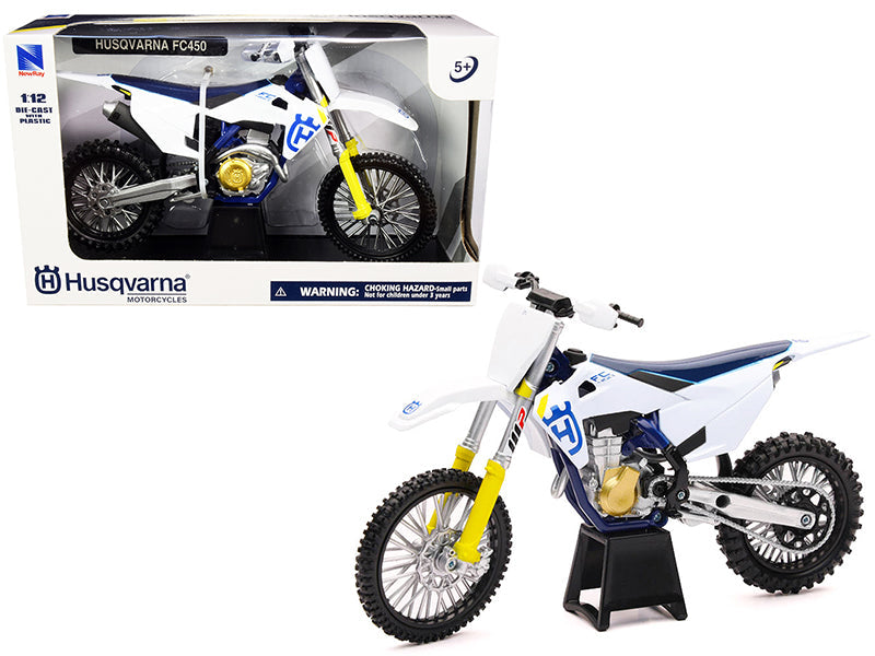 Husqvarna FC450 White and Blue 1/12 Diecast Motorcycle Model by New Ray free shipping USA