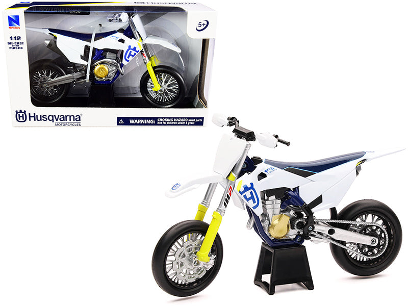 Husqvarna FS450 White and Blue 1/12 Diecast Motorcycle Model by New Ray free shipping USA