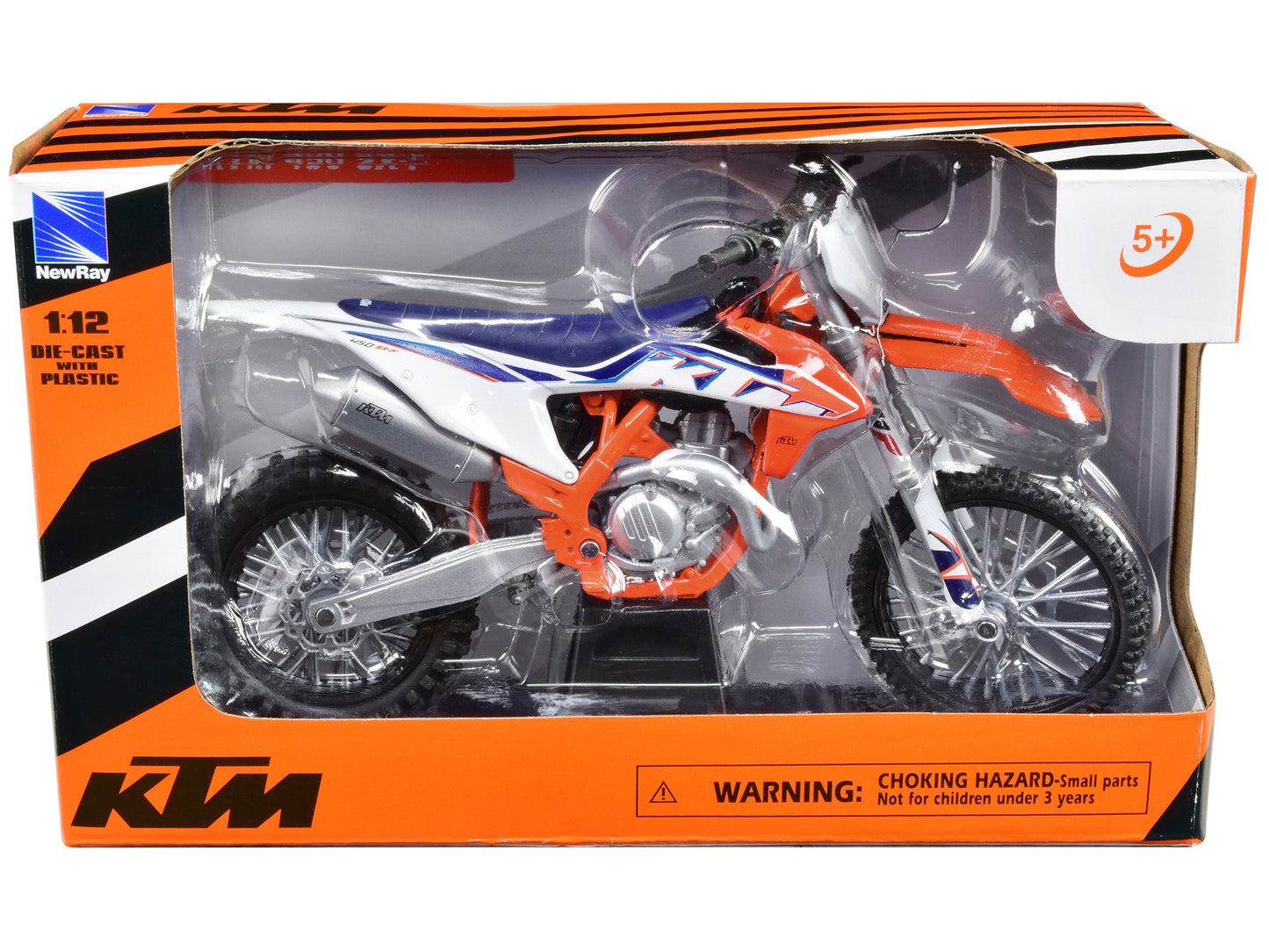 KTM 450 SX-F Dirt Bike Motorcycle Orange and White 1/12 Diecast Motorcycle Model by New Ray free shipping USA