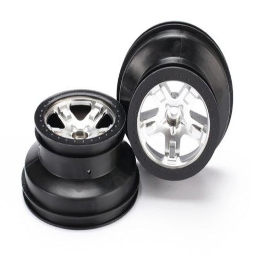 Traxxas 5874X SCT Front Wheels Chrome Black Slash (2)