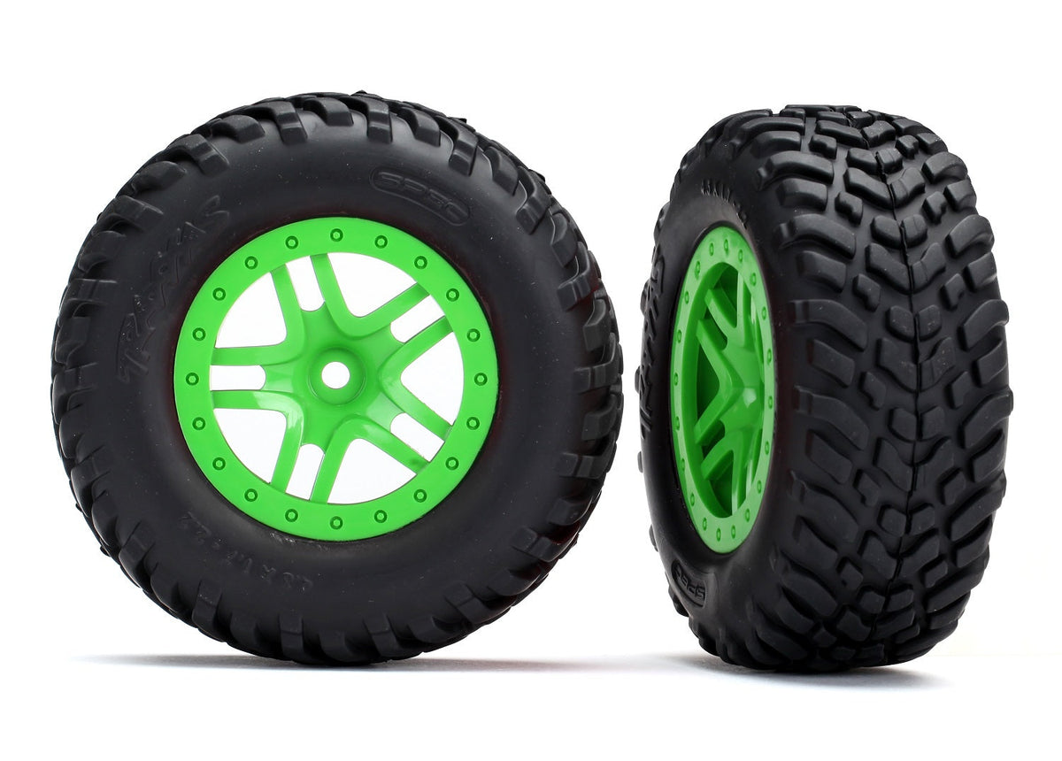 Traxxas 5892G Split-Spoke Green Tires Wheels