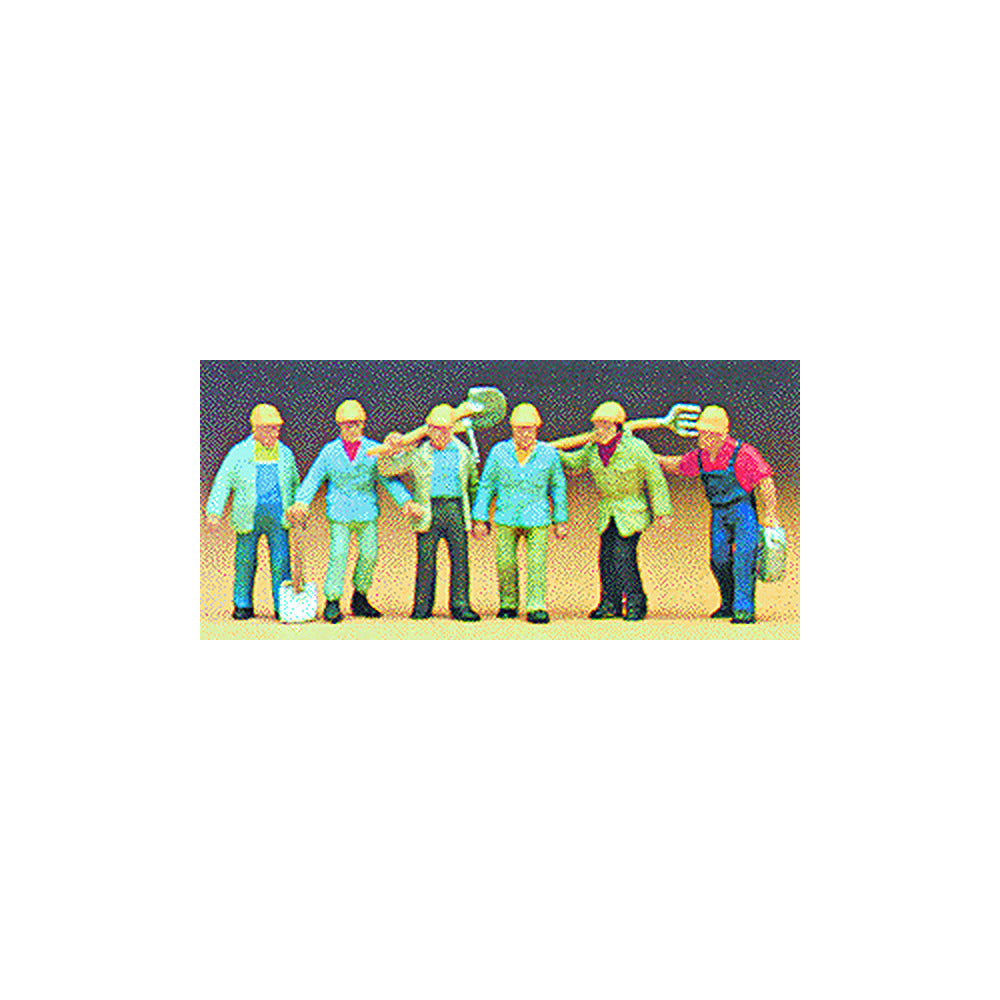 Preiser 10033 HO Scale Working People Track Gang with Tools pkg(6)